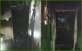 FOTO // Incendiu puternic într-un apartament din blocul unde în 2018 a avut loc explozia mortală